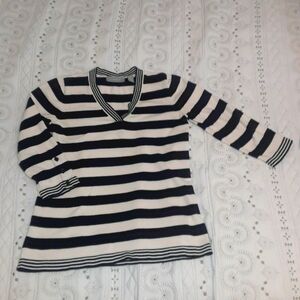 Liz Claiborne 3/4 length sleeve striped sweater